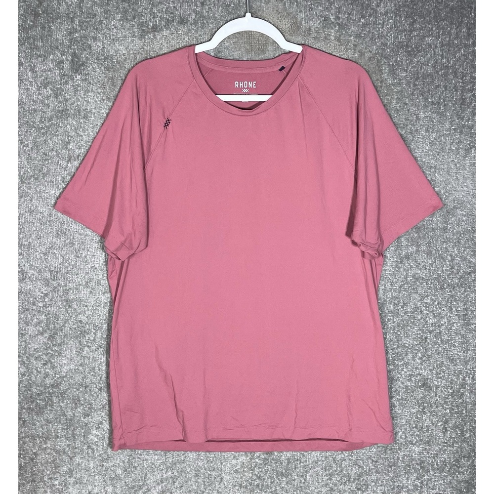 Rhone Reign Short Sleeve Workout Tee Shirt Mens Size XL Pink UPF 50 Wicking